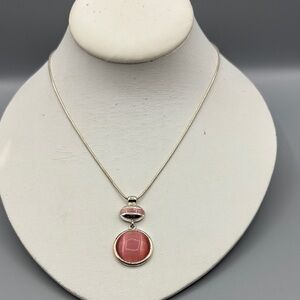 Kenneth Cole Pink Cats Eye Glass Cabochon Pendant/Necklace JP278